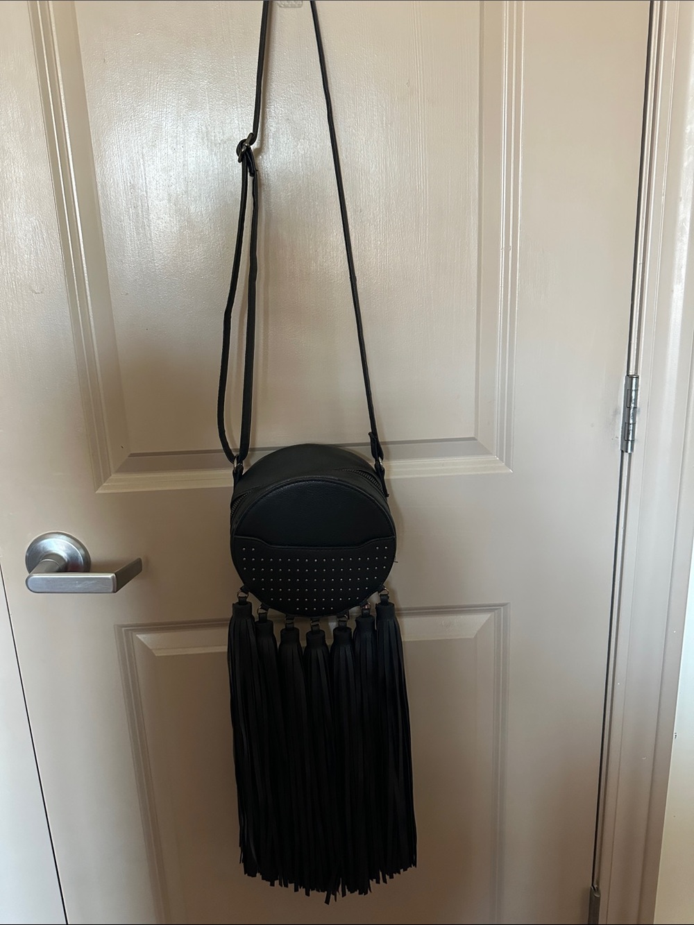 ASOS Black Round Crossbody Bag with Long Fringe